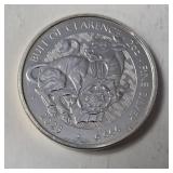 2 Oz. 2023 Great Britain  £5 Pounds 2 oz .9999  Fine Silver BULL OF CLARENCE- King Charles - Airtite Case