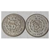 1-1959 Mexican Silver Coin and 1-1962 Mexican Silver Coin