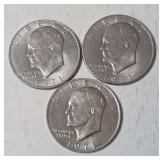 3 - 1971 Eisenhower Dollars - UNC