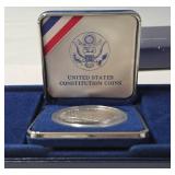1 Oz. Silver - US Constitution Liberty Coin - 200th Anniversary 1787-1987 - Proof Mint - Velvet Case