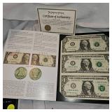 2003 A Uncut Series $1 Washington Bills w/C.O.A