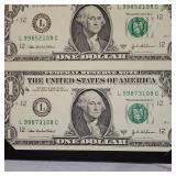2003 A Uncut Series $1 Washington Bills w/C.O.A