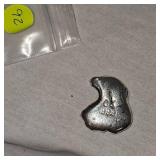 1 ounce Silver Bald Eagle Head Poured Ingot, .999 Silver