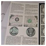 1995 US Bureau Engraving and Printing 4 Uncut 1995 $2 Bills UNC
