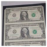 1995 US Bureau Engraving and Printing 4 Uncut 1995 $2 Bills UNC