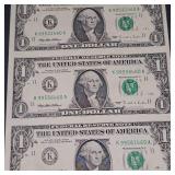 1995 US Bureau Engraving and Printing 4 Uncut 1995 $2 Bills UNC