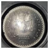 1980 Mexican Onza Silver Coin Encaps, Very Nice