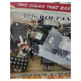 Lot of Vintage Electrical Switches, Plugs, and Outlets in Cigar Boxes