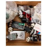 Box of Electrical Hardware and Accessories, Sylvania Bulbs, Allen-Bradley Parts