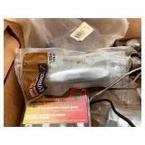 Box of Assorted Pneumatic and Plumbing Parts, Valves, Gauges, Fittings, and Tools