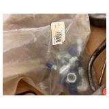Box of Assorted Pneumatic and Plumbing Parts, Valves, Gauges, Fittings, and Tools