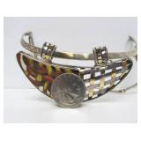 Large Sterling Silver & Cloisonné Enamel Necklace & Earring Set Signed "BW"