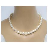 Genuine Hand Tied Pearl Necklace w/Gold Clasp