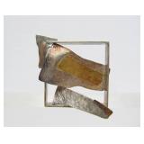 Gorgeous Sculptural Modernist Sterling Silver & 14K Gold Brooch