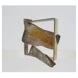 Gorgeous Sculptural Modernist Sterling Silver & 14K Gold Brooch