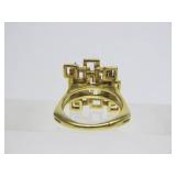 Wonderful Solid 18K Gold Brutalist Design Ring w/Diamonds