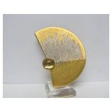 Exceptional 18K & 24K Gold Atelier ZOBEL Brooch Pendant w/Rutilated Quartz & Small Diamonds