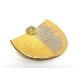 Exceptional 18K & 24K Gold Atelier ZOBEL Brooch Pendant w/Rutilated Quartz & Small Diamonds