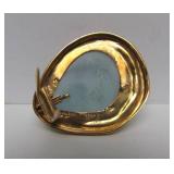 Genuine 18K Gold & Sculpted Gemstone Designer Pendant - Forme Livre by Burle Marx