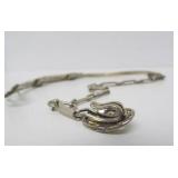 Large Sterling Silver & Cloisonné Enamel Necklace & Earring Set Signed "BW"