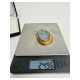 Genuine 18K Gold & Sculpted Gemstone Designer Pendant - Forme Livre by Burle Marx