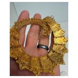 Genuine 22K Gold Necklace w/Hand Sewn Pearls