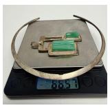 Large Sterling Silver & Sculpted Gemstone Designer Pendant Necklace - Forme Livre by Burle Marx