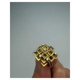 Wonderful Solid 18K Gold Brutalist Design Ring w/Diamonds