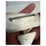 Large Signed Sterling Silver Copper & 18K Gold Designer Modernist Brooch