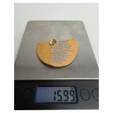 Exceptional 18K & 24K Gold Atelier ZOBEL Brooch Pendant w/Rutilated Quartz & Small Diamonds