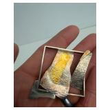 Gorgeous Sculptural Modernist Sterling Silver & 14K Gold Brooch
