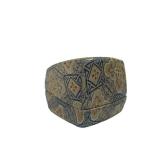 14K Gold Ring - Set w/Rubies & Lapis - Ornate Filigree Goldwork - Size 6.5