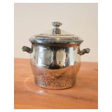 Silverplated Lidded Ice Bucket - Paul Revere by W.M. Rogers & Son / Mid-Century Modern style / #27 design / with Glass Liner