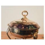 Vintage 11" 1940-grams Silverplated Chafing Dish with Stand and Alcohol Burner