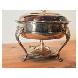 Vintage 11" 1940-grams Silverplated Chafing Dish with Stand and Alcohol Burner