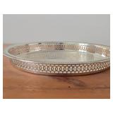 13" 541-grams Silverplated / Etched Ornate Scrollwork Gallery Serving Tray by Towle #4192