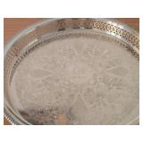 13" 541-grams Silverplated / Etched Ornate Scrollwork Gallery Serving Tray by Towle #4192