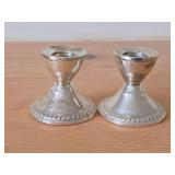 Lot of (1 Pair) 191-grams (total) Sterling Silver Weighted Candlestick Holders by Duchin Creation 2 1/2" x 2 1/2"