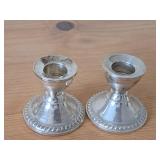 Lot of (1 Pair) 191-grams (total) Sterling Silver Weighted Candlestick Holders by Duchin Creation 2 1/2" x 2 1/2"