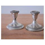 Lot of (2) 627-grams (total) Sterling Silver Weighted Candlestick Holders by Gorham 3 1/2" x 3 3/4"