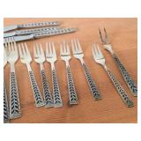 Lot of (29 Piece) 1084-grams (total) 830 Silver Flatware Set - Knifes (x5), Dinner Forks (x7), Salad Forks (x6), Small Spoons (x7), Large Spoons (x3), Serving Spoon, 2-tine Fork - Juvel by Nils Hanson