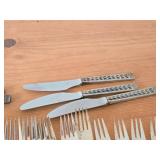 Lot of (29 Piece) 1084-grams (total) 830 Silver Flatware Set - Knifes (x5), Dinner Forks (x7), Salad Forks (x6), Small Spoons (x7), Large Spoons (x3), Serving Spoon, 2-tine Fork - Juvel by Nils Hanson