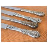 Lot of (4) 9" 295-grams (total) Dinner Knives - Francis I by Reed & Barton Sterling Silver Handle / Silverplated Blade