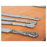Lot of (4) 9" 290-grams (total) Dinner Knives - Francis I by Reed & Barton Sterling Silver Handle / Silverplated Blade