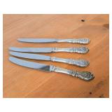 Lot of (4) 9" 292-grams (total) Dinner Knives - Francis I by Reed & Barton Sterling Silver Handle / Silverplated Blade