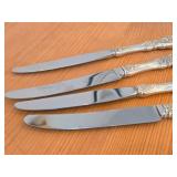 Lot of (4) 9" 292-grams (total) Dinner Knives - Francis I by Reed & Barton Sterling Silver Handle / Silverplated Blade