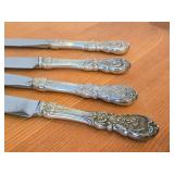 Lot of (4) 9" 292-grams (total) Dinner Knives - Francis I by Reed & Barton Sterling Silver Handle / Silverplated Blade