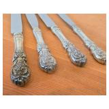 Lot of (4) 9" 292-grams (total) Dinner Knives - Francis I by Reed & Barton Sterling Silver Handle / Silverplated Blade