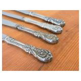 Lot of (4) 9" 303-grams (total) Dinner Knives - Francis I by Reed & Barton Sterling Silver Handle / Silverplated Blade