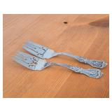 Lot of (2) 8" 154-grams (total) Sterling Silver Pierced Fish / Cold Meat Serving Forks - Francis I by Reed & Barton